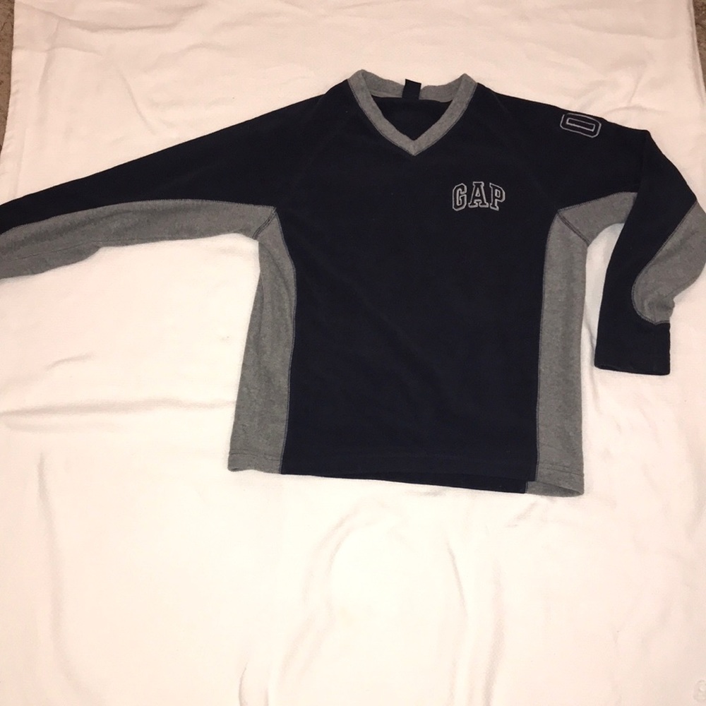 GapKids Polar Fleece Navy and Grey Colorblock Pullover Boys Size XL (12)